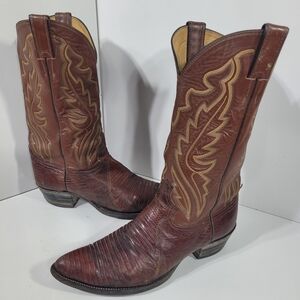 Justin 8479 Mens 10 D Brown Teju Lizard Leather Western Cowboy Boots Made in USA